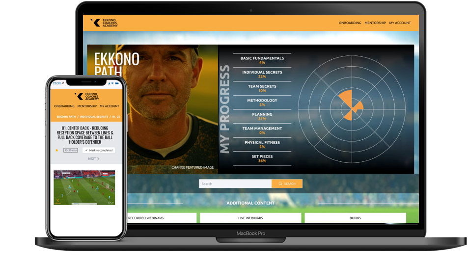 The EKKONO Engine Coaches Academy learning platform with lessons, exercises and masterclasses