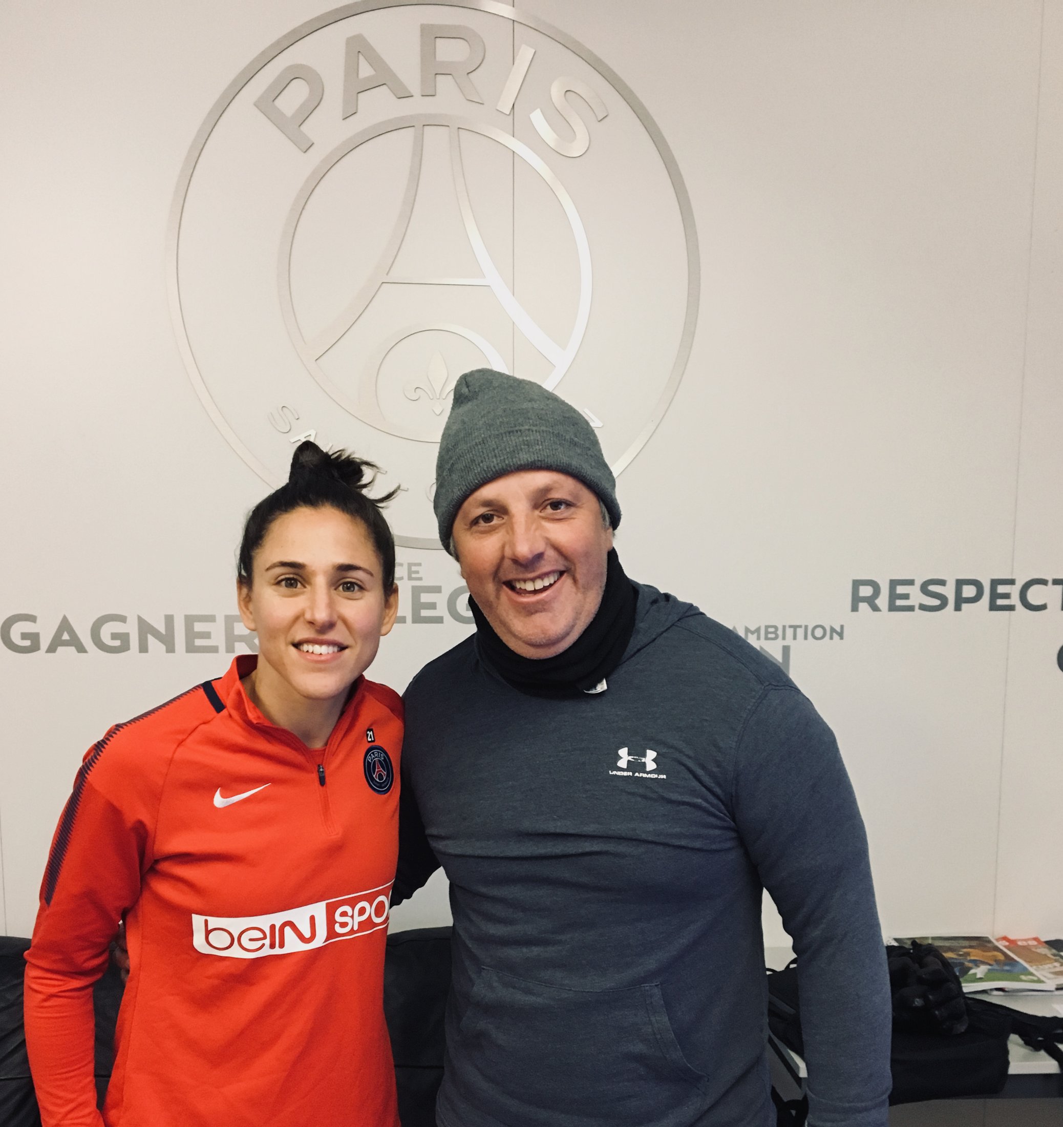 Stefan Triandafilou with Vero Boquete, Spain international and Ekkono-trained player, at PSG